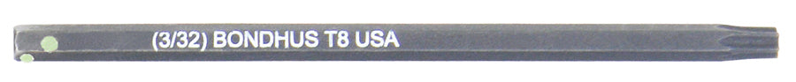 BONDHUS T8 Torx ProHold InHex 2" Socket Bit, TX8, 32008