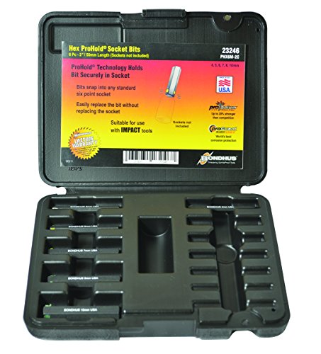 BONDHUS PHX6M-2C ProHold InHex Bits Only 6pcs Metric Set 4mm-10mm, 23246