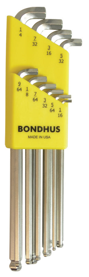 BONDHUS SBLX10B Stubby BriteGuard BallEnd Hex Key 10pcs Set 1/16"-1/4", 16738