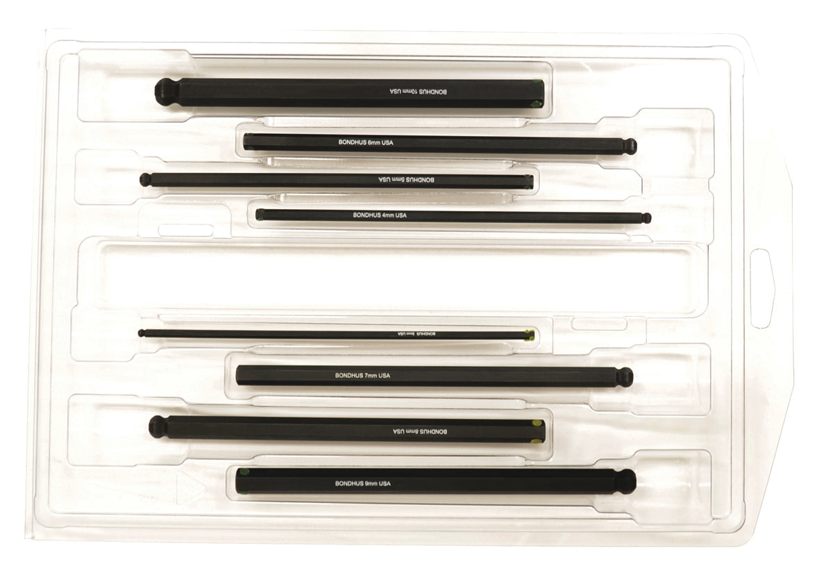 BONDHUS PHBX8M-6 BallEnd ProHold InHex 6" Bits 8pcs Metric Set 3mm-10mm, 31687
