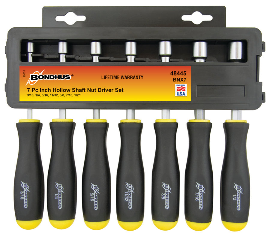 BONDHUS BNX7 Nut Driver, 7pcs Imperial Set 3/16"-1/2", 48445