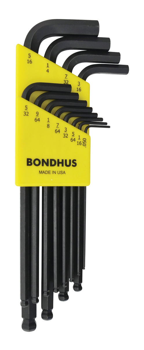 BONDHUS BLX12 BallEnd Hex Key 12pcs Imperial Set 0.050"-5/16", 10936