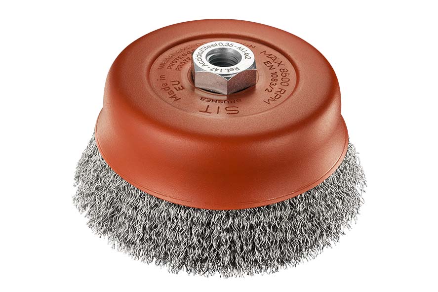 SITBRUSH T120 120mm Crimped 0.35 Wire Cup Brush For Angle Grinder 7/8", 0152