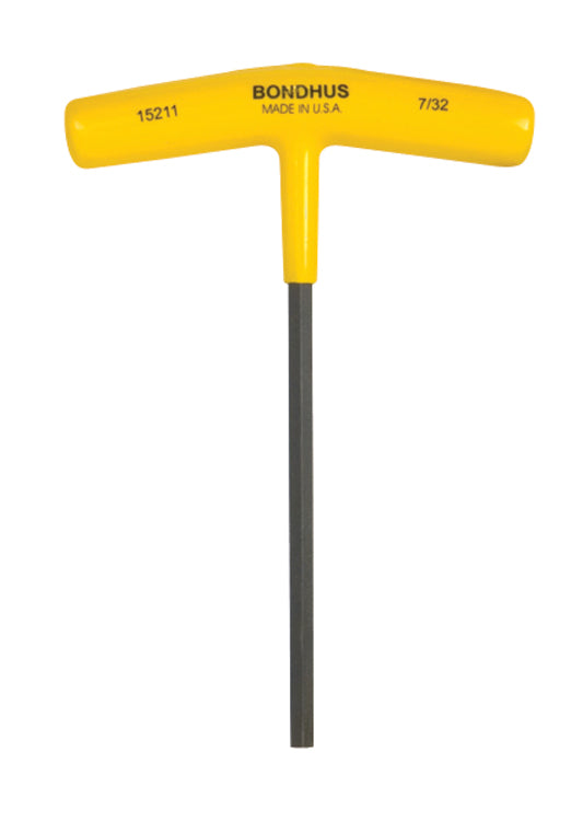BONDHUS 7/32" T-Handle 6" Hex Driver, 15211