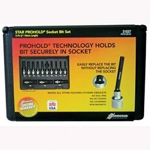 BONDHUS PHTX13/S-2C Torx ProHold InHex Socket Bits 13pcs Torx Set TX8-TX60, 31037