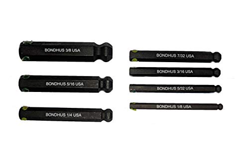 BONDHUS PHBX7-2C BallEnd Series ProHold InHex Bits Only 7pcs Imperial Set 1/8"-3/8", 23445