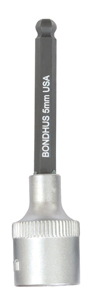 BONDHUS 5mm 2" (50mm) ProHold BallEnd InHex Bit & 3/8" Socket, 43464