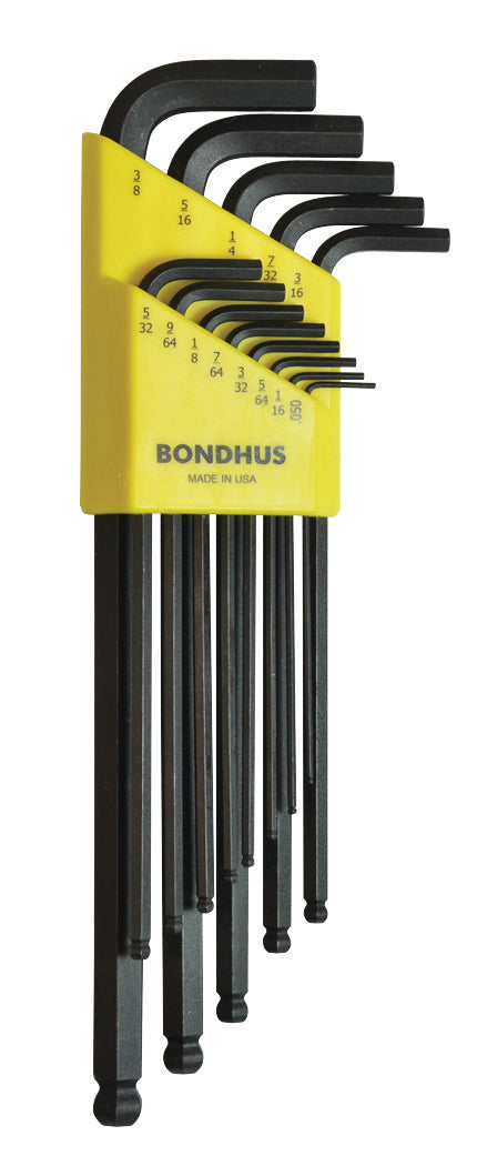 BONDHUS BLX13XL BallEnd Hex Key 13pcs Imperial Set 0.050"-3/8", 16037