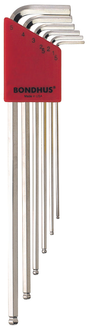 BONDHUS BLX6B BriteGuard BallEnd Hex Key 6pcs Metric Set 1.5mm-5mm 17046