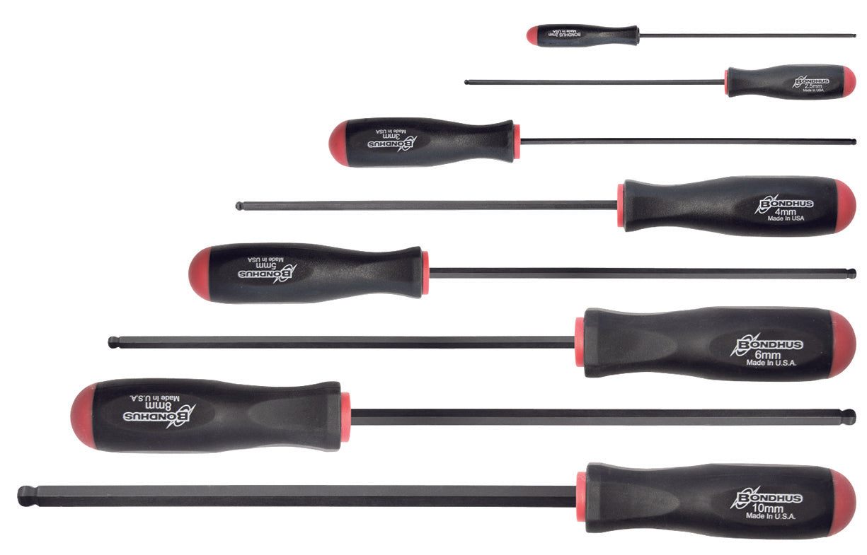 BONDHUS BSX8L Ball Driver HexScrewdriver 8pcs Metric Set 2mm-10mm , 10733
