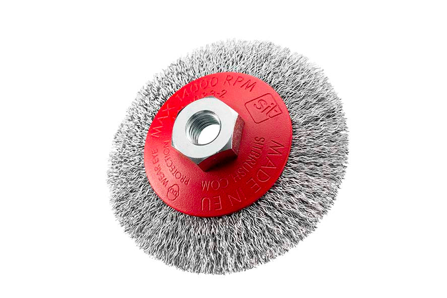 SITBRUSH CO120 120mm Bevel Brush Crimped 0.35 Wire For Angle Grinder M14, 0175