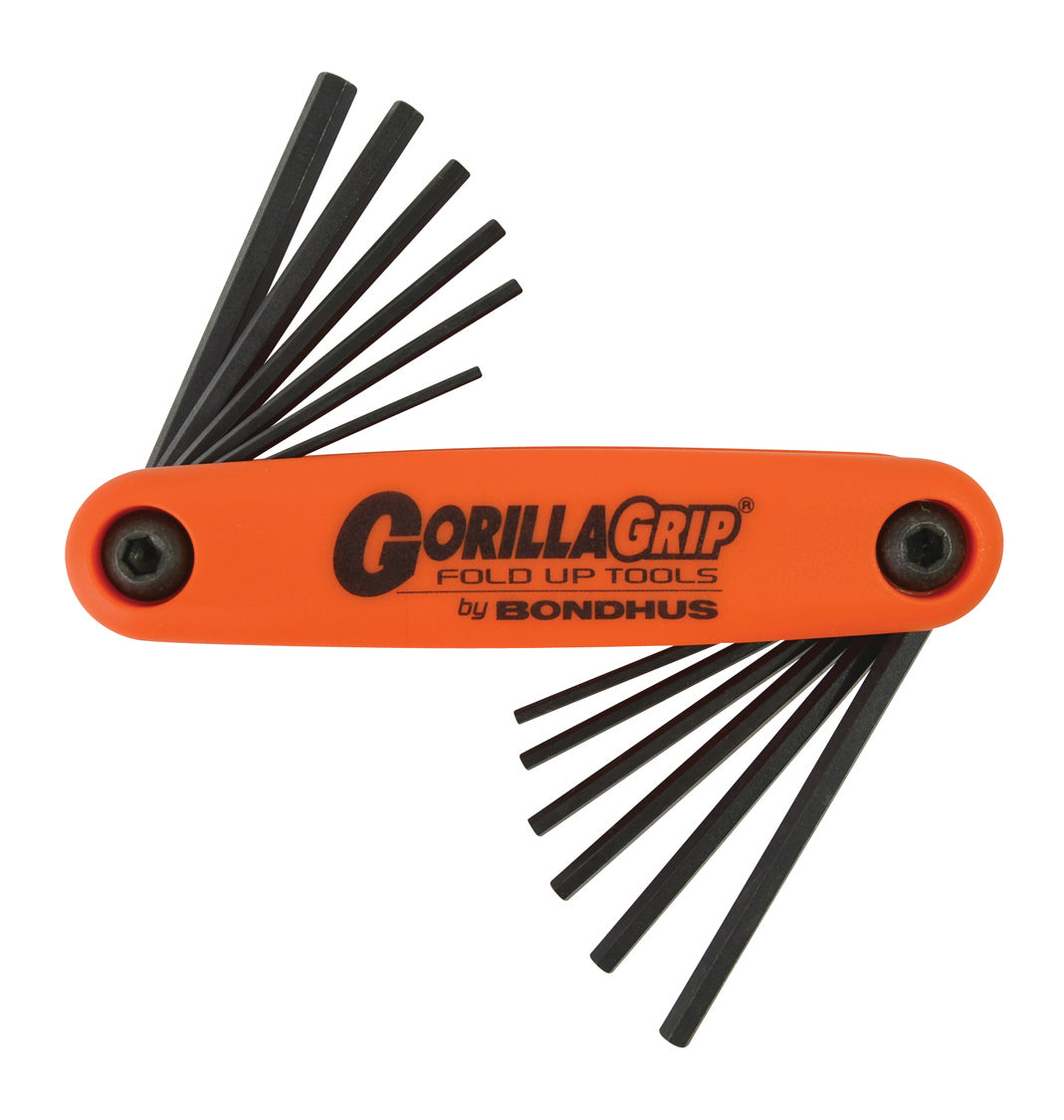 BONDHUS Gorilla Grip Hex fold up 12pcs Key Set HF12, 12550 Rowland Tools
