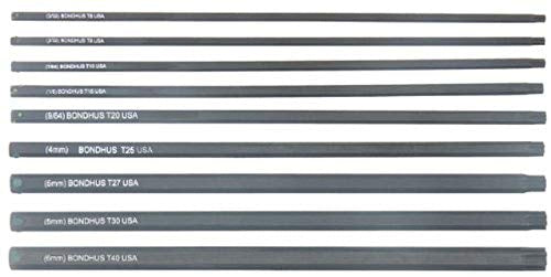 BONDHUS PHTX9-6 Torx ProHold InHex Bits 9pcs Set TX8-TX40, 34099