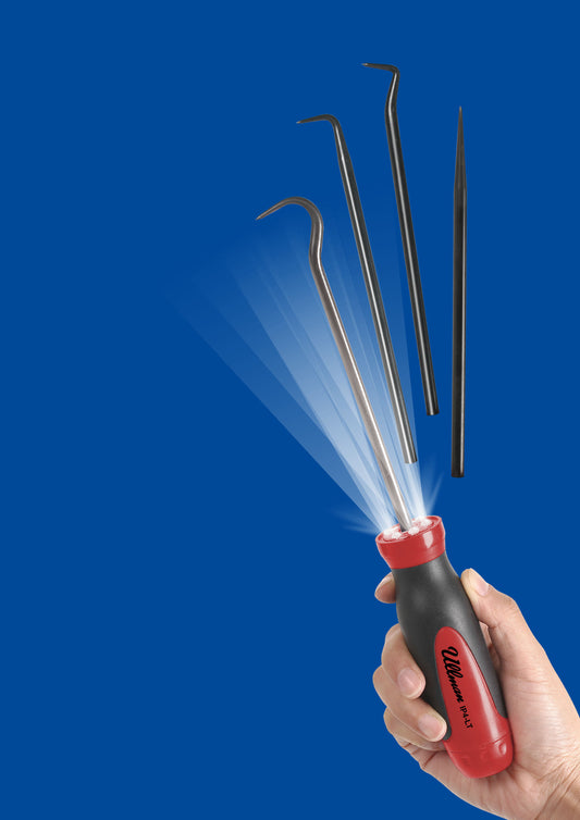 ULLMAN IP4-LT Lighted 4 Piece Heavy-Duty Interchangeable Pick Set, IP4LT