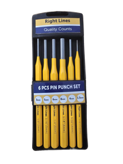 Right Lines 6 piece pin punch set with 1.5mm to 8mm hardened steel punches
