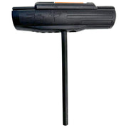 A black T-handle hex wrench with a textured grip and a long straight hex shank, shown against a plain white background.