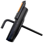 A black plastic hex key tool with an orange accent tab, shown on a plain white background.
