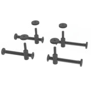 Set of 4 black screw clamps on a white background
