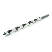 Drill bit with black and silver segments on a white background