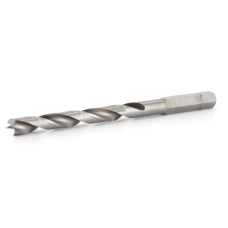 Metal drill bit on a white background