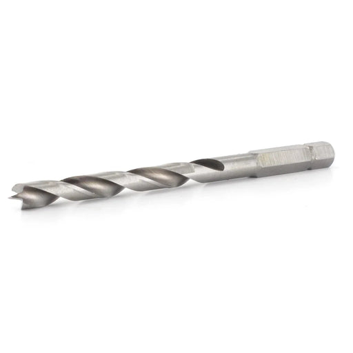 Metal drill bit on a white background