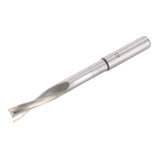 Metal drill bit on a white background