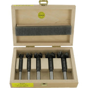 Set of 5 black Bormax HM tipped bits in a wooden box on a white background