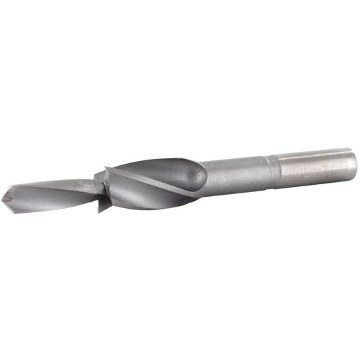 Metal drill bit on a white background