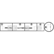 black and white sequence digram of how to drill a door viewer