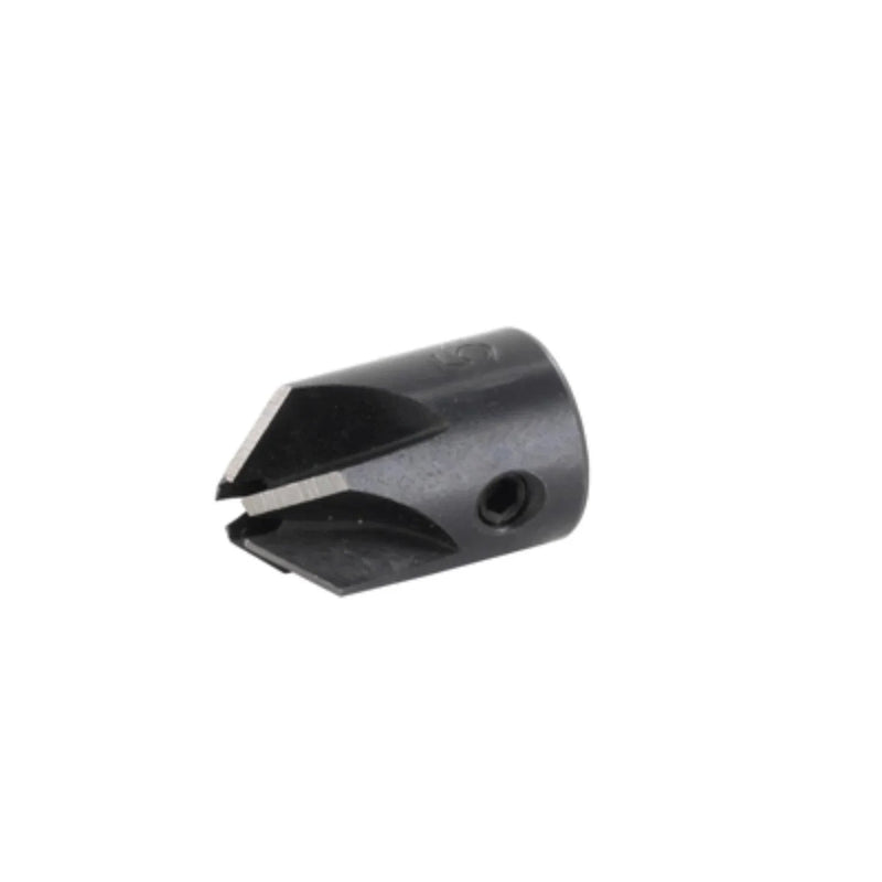 Black metal countersink on a white background