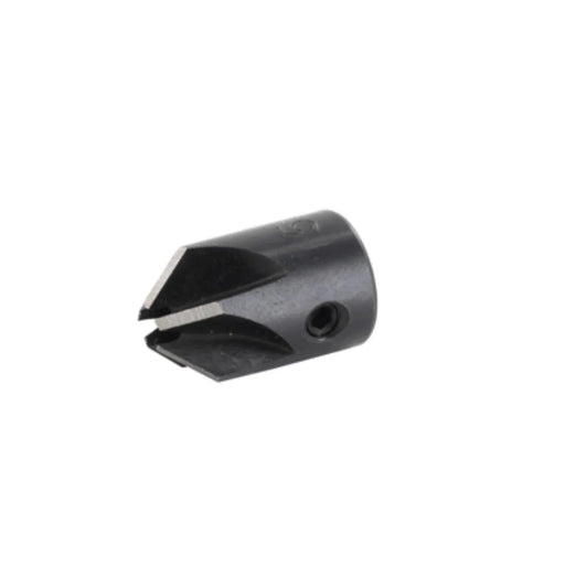 Black metal countersink on a white background