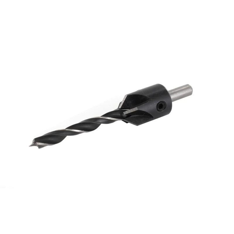 Drill bit with a countersink attached on a white background