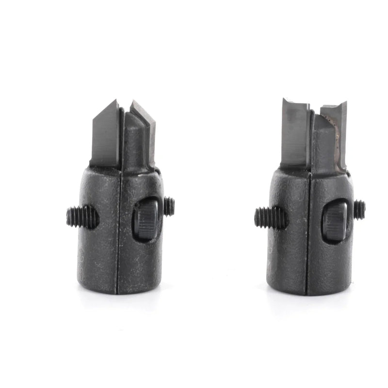 Two black verio countersinks with cutting edges on a white background