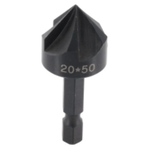 Black drill bit with '20*50' marking on a white background
