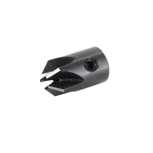 Black metal countersink on a white background