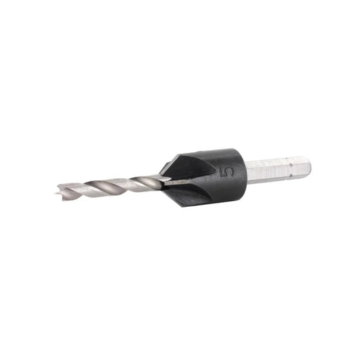 Drill bit with countersink on a white background