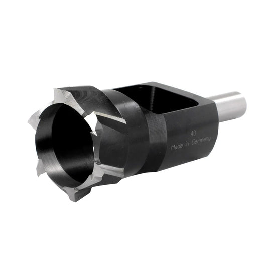 Metal drill bit on a white background