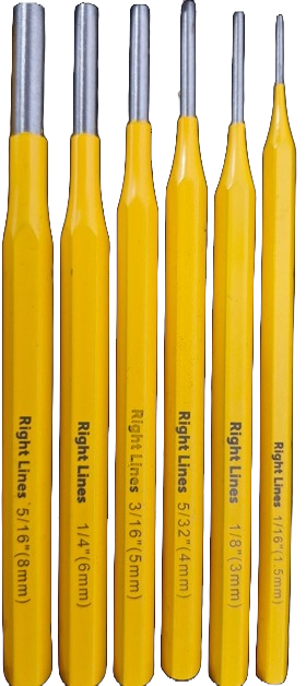 Right Lines 6 Piece Pin Punch Set 1.5–8mm