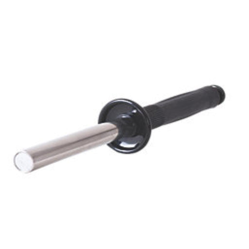 A metal rod with a black textured handle and a circular black collar, shown on a plain white background.