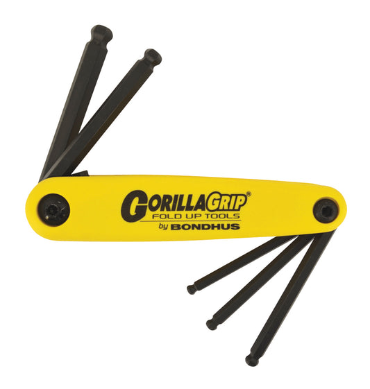 BONDHUS Gorilla Grip Hex fold up 5pcs Hex Key Set 3/16-3/8, 12894