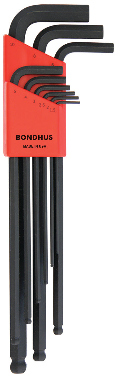 BONDHUS BLX9MXL BallEnd Hex Key 9pcs Metric Set 1.5mm-10mm 16099
