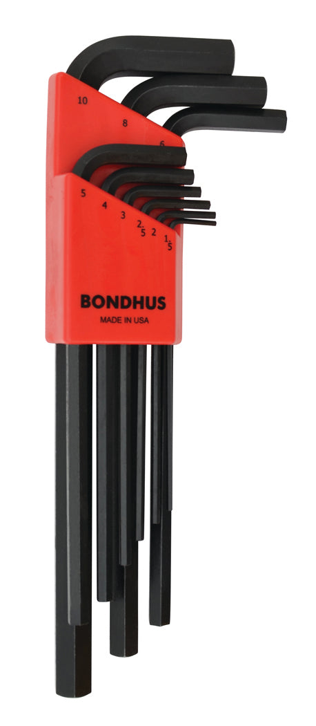 BONDHUS HLX9M Hex Key 9pcs Metric Set 1.5mm-10mm 12199