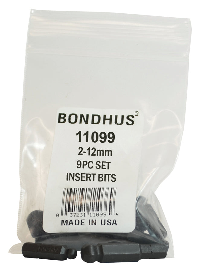 BONDHUS BiX9 BallEnd Hex Insert Bits 9pcs Metric Set 2mm-12mm, 11099
