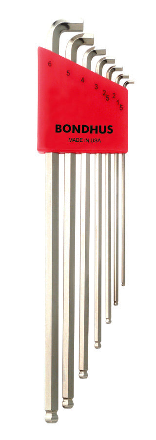 BONDHUS SBLX7B BriteGuard Stubby BallEnd Hex Key 7pcs Metric Set 1.5mm-6mm 16792