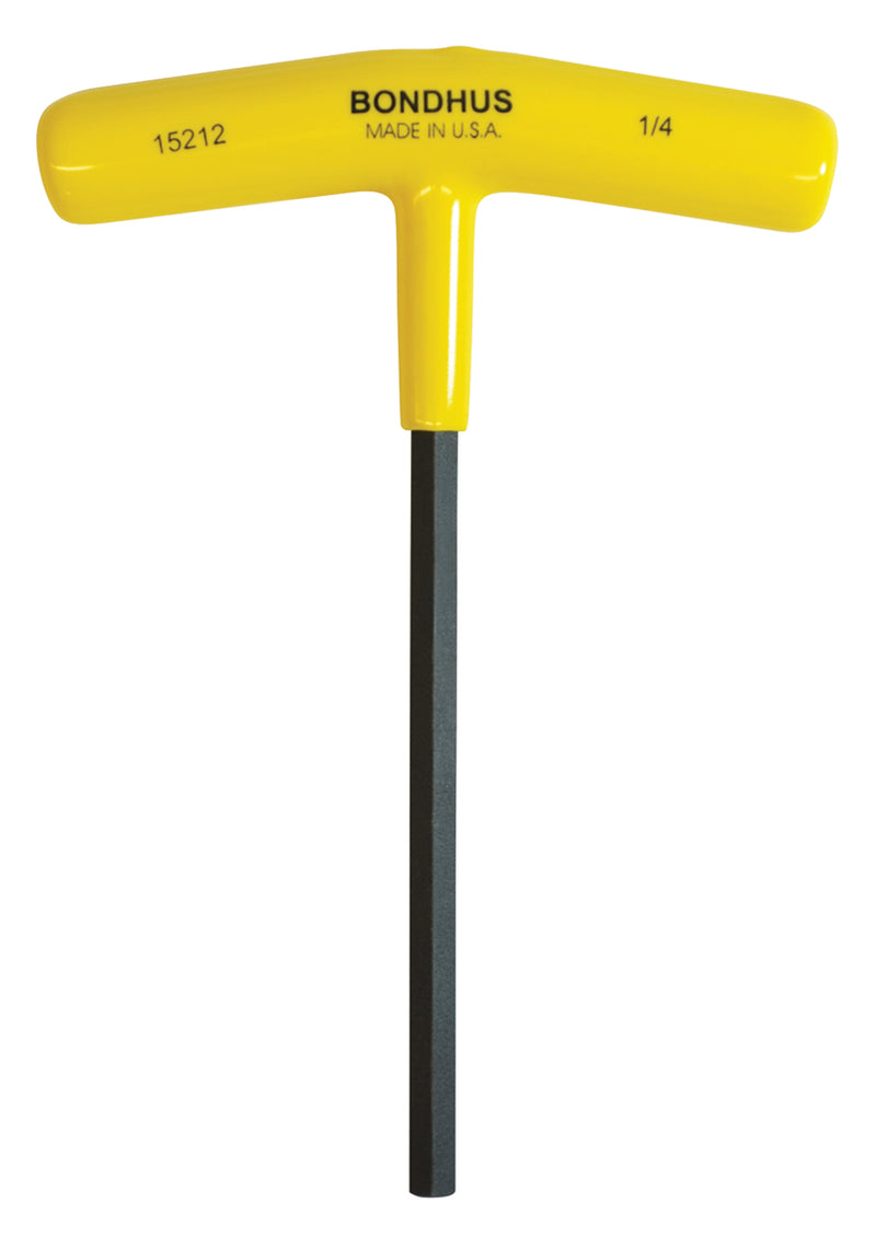 BONDHUS 1/4" T-Handle 6" Hex Driver, 15212