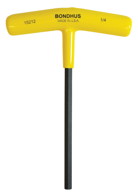 BONDHUS 1/4" T-Handle 6" Hex Driver, 15212