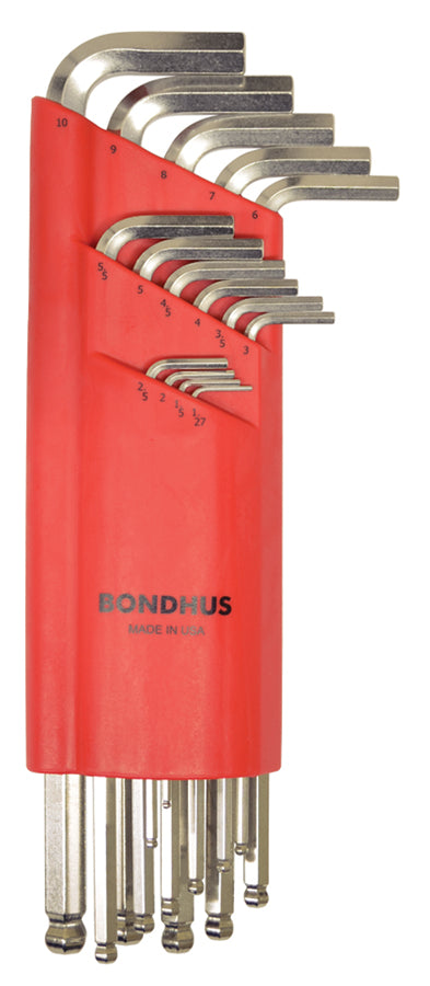 BONDHUS BLX15MB BriteGuard BallEnd Hex Key 15pcs Metric Set 1.27mm-10mm 17095