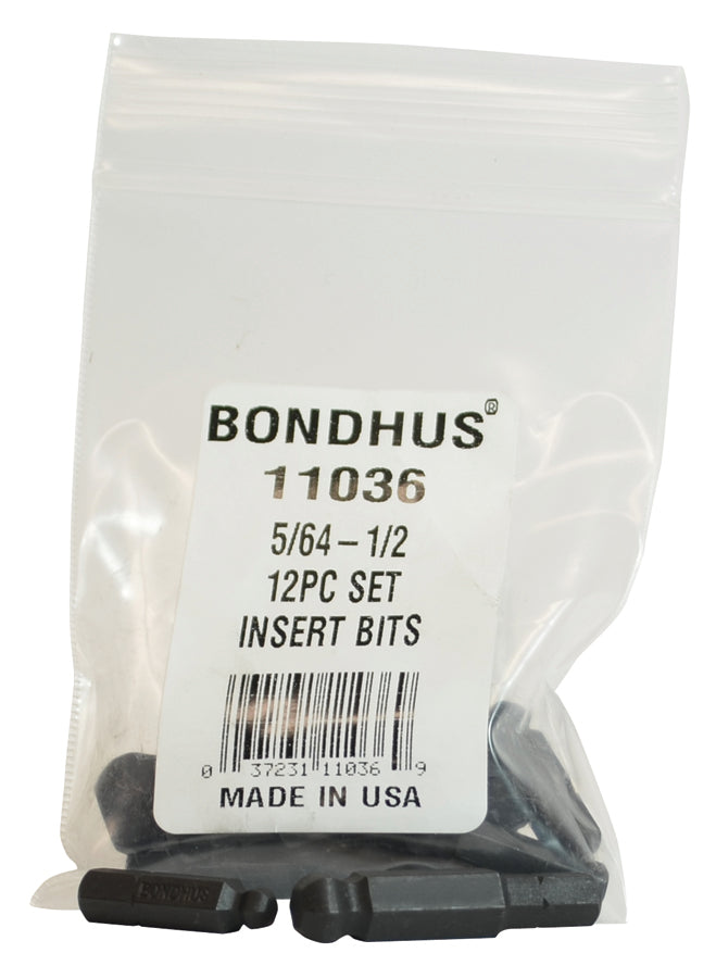 BONDHUS BLX12 BallEnd Hex Insert Bit 12pcs Imperial Set 5/64"-1/2", 11036