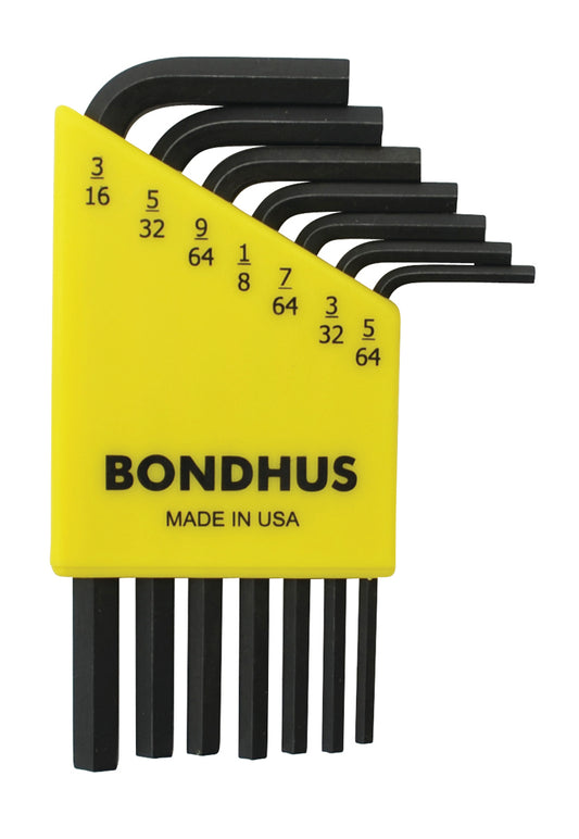 BONDHUS HLX7S Hex Key 7pcs Imperial Set 5/64"-3/16", 12245