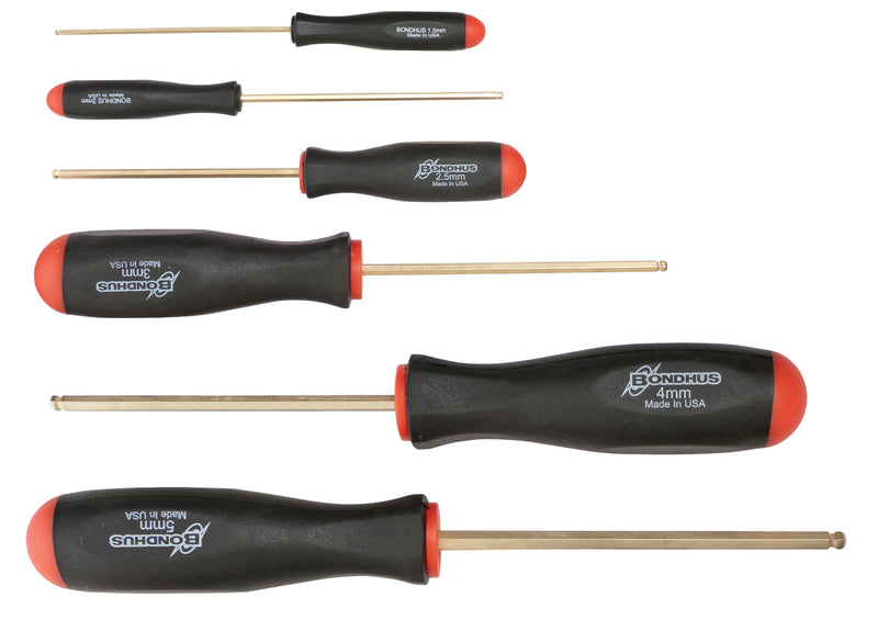 BONDHUS BSX6MG Gold Guard Ball Hex Screwdriver 6pcs Metric Set 1.5mm-5mm, 38686